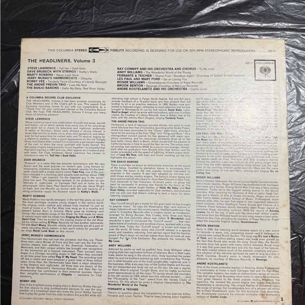 The Headliners Volume 3 Vinyl Record - Picture 2 of 4